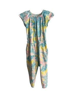 Wonder Nation Girls Size 5T Tie Dye Jumpsuit Cotton Pocket Casual